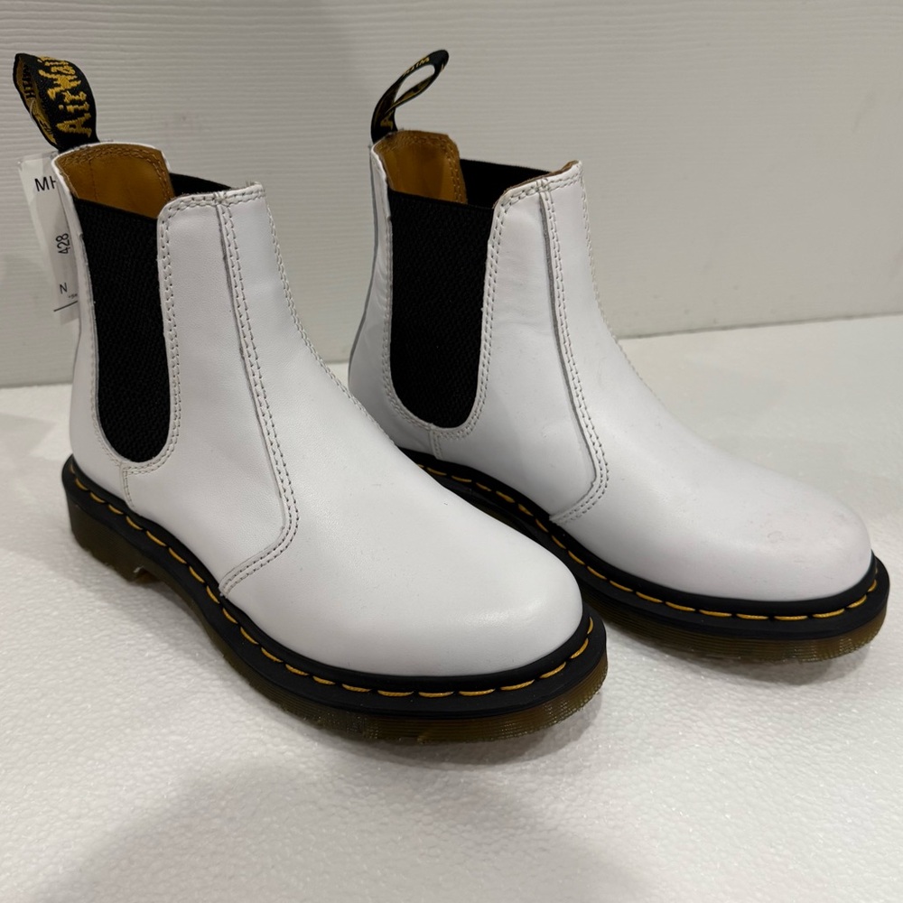 Dr. Martens White and Black Ankle Chelsea Boots Women Size 6